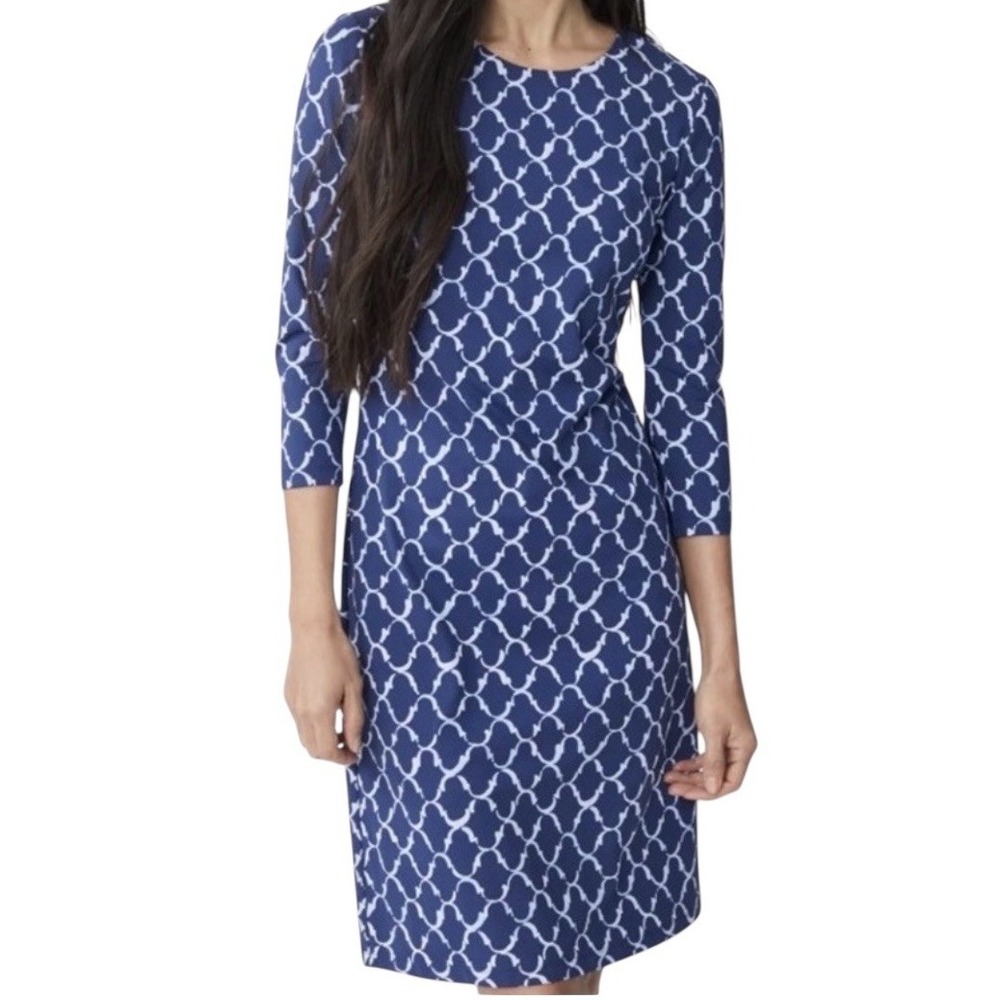 J.Mclaughlin Navy Chambray Mega Palm Spring Women's M Coastal Resort New - Picture 3 of 11